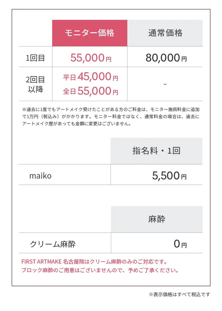 料金表