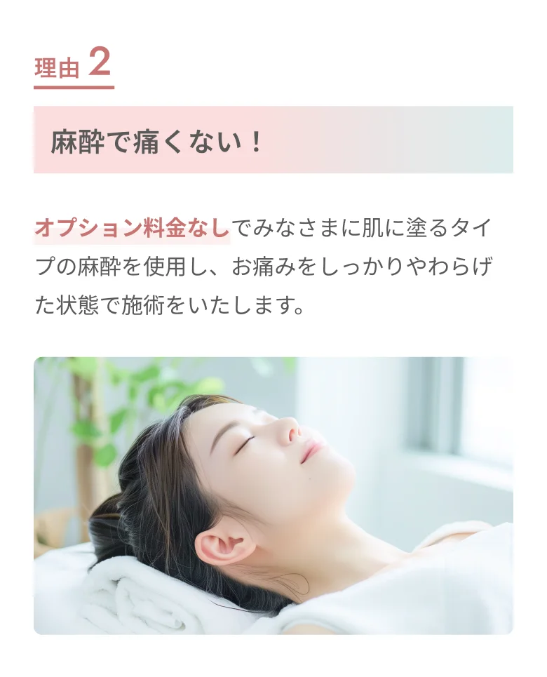 REASON 2 麻酔で痛くない