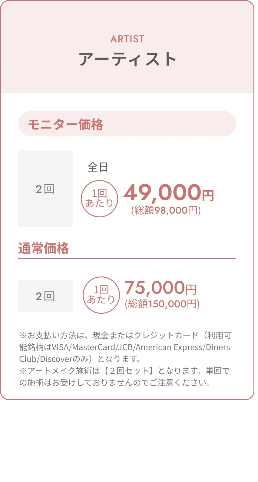トップアーティスト料金表
