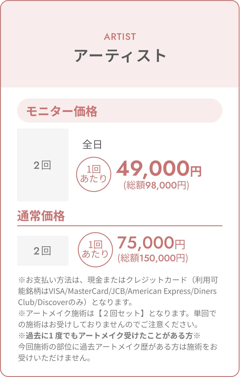 トップアーティスト料金表