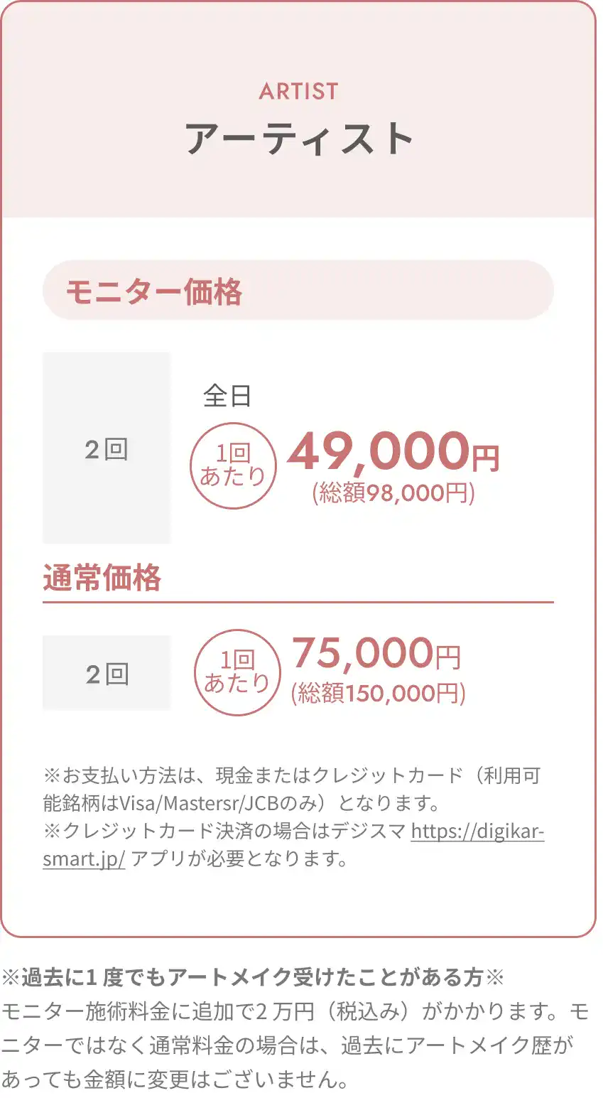 トップアーティスト料金表