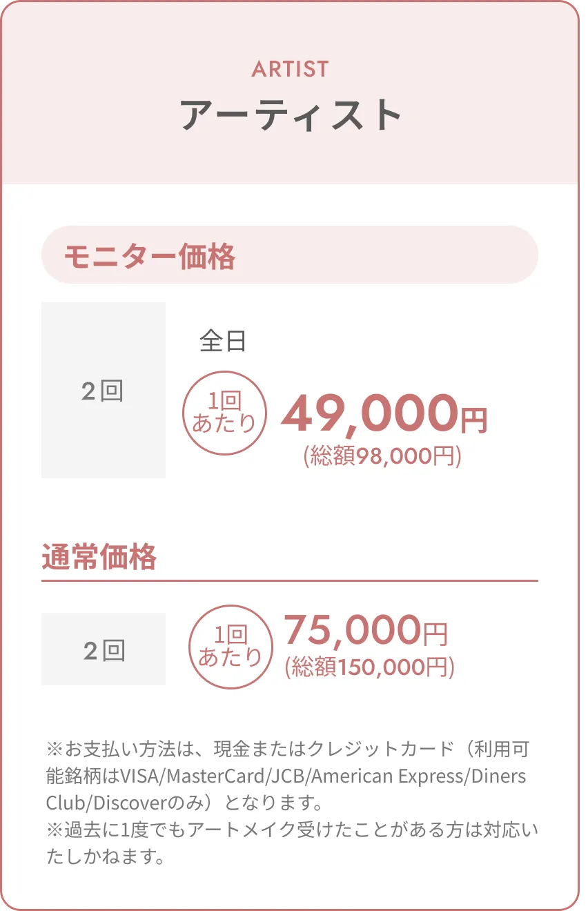 トップアーティスト料金表