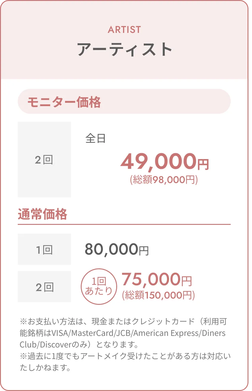 トップアーティスト料金表