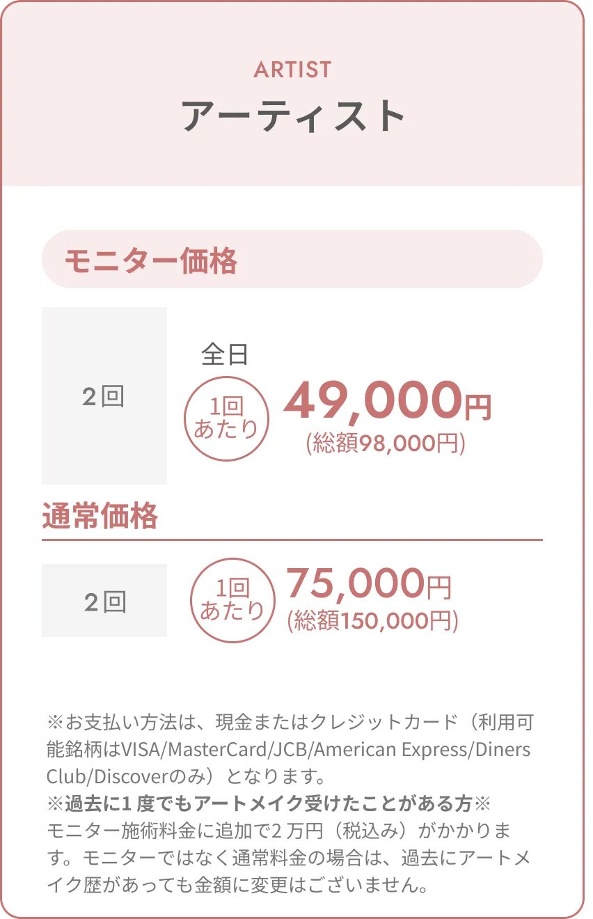トップアーティスト料金表