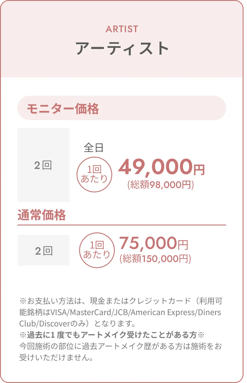 トップアーティスト料金表