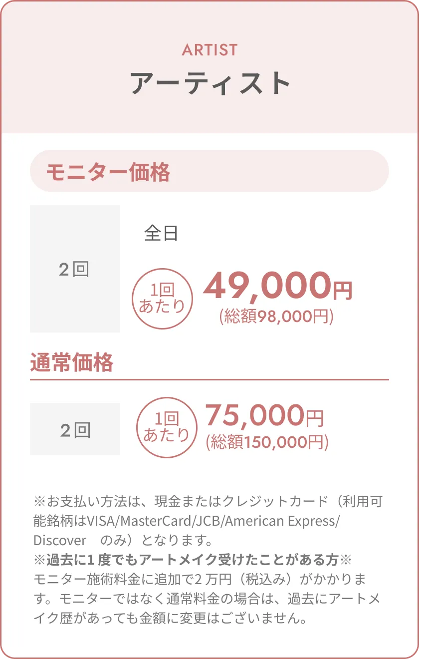 トップアーティスト料金表