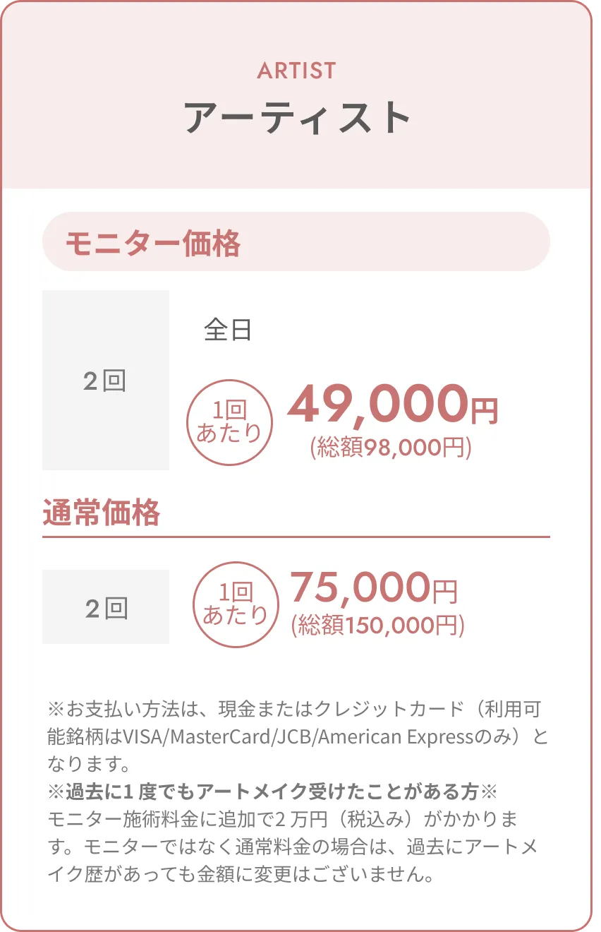 トップアーティスト料金表