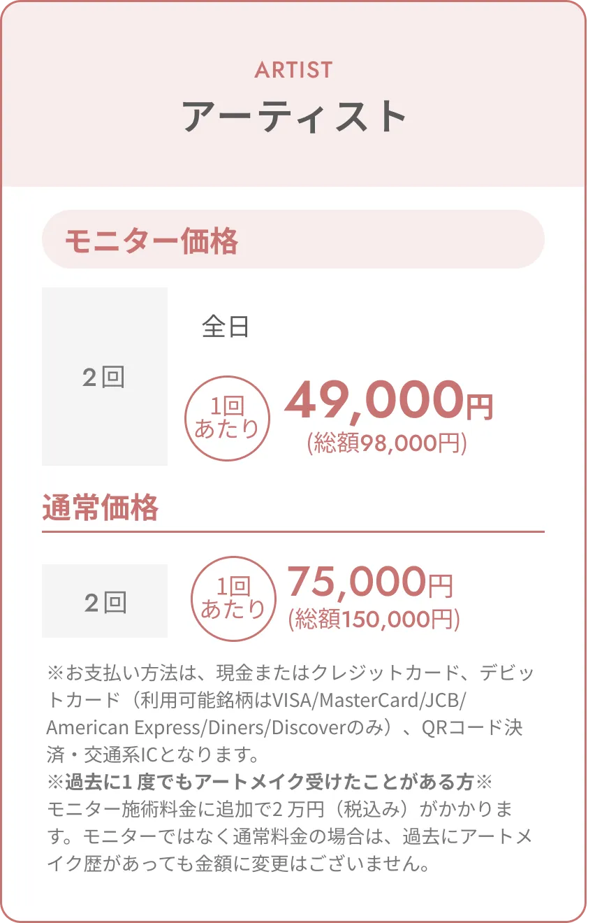 トップアーティスト料金表