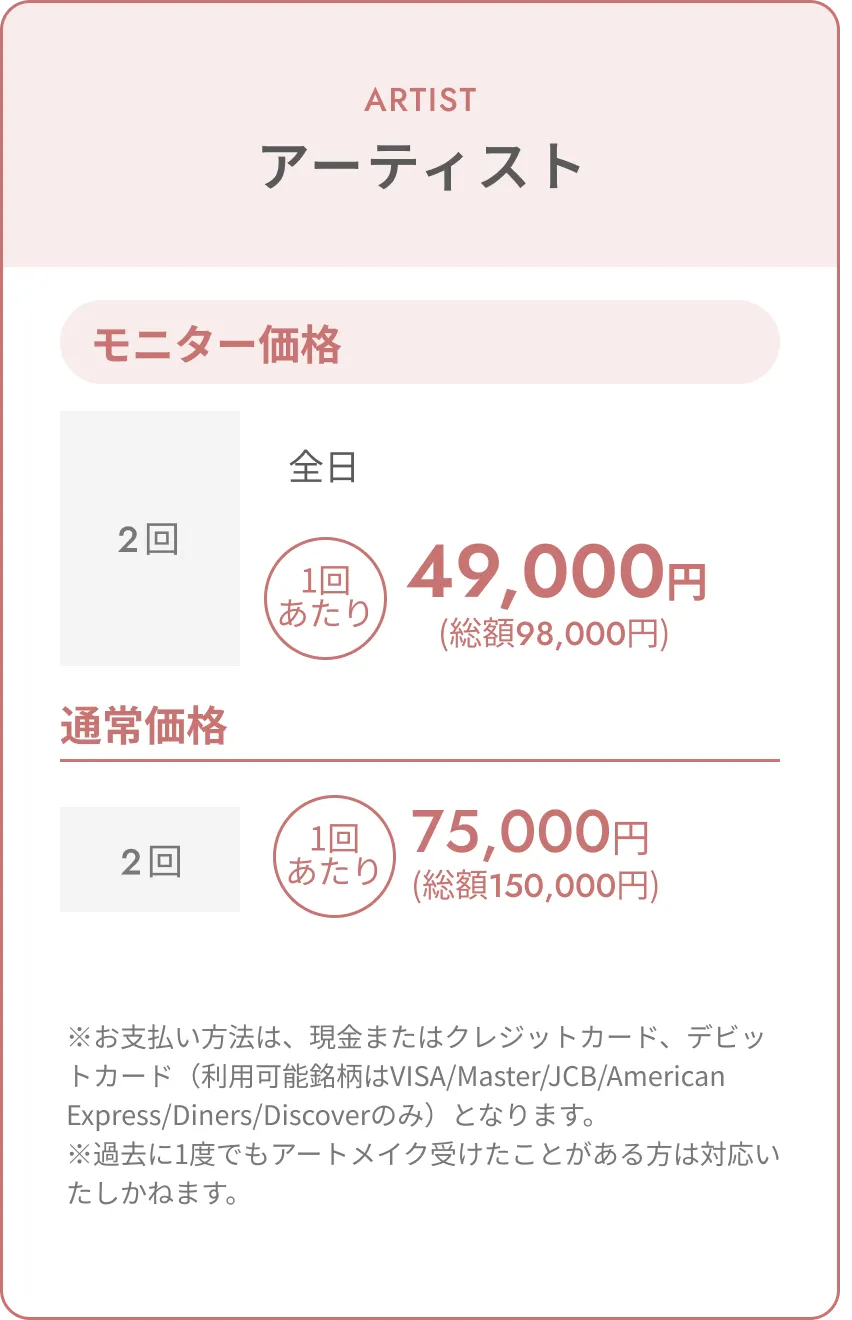トップアーティスト料金表