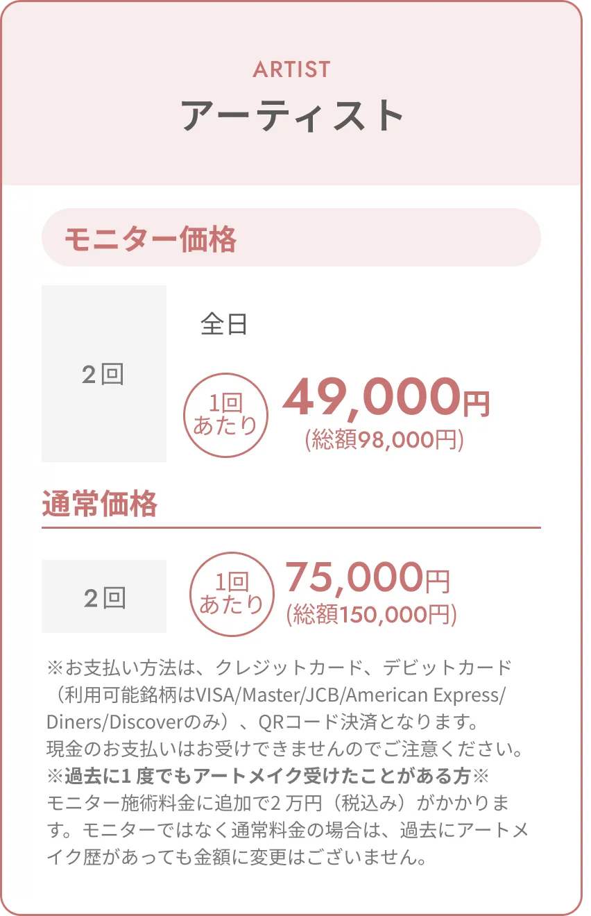 トップアーティスト料金表